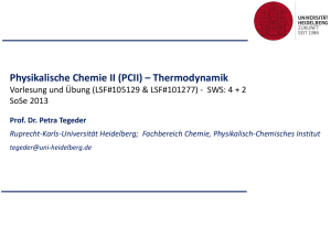 Physikalische Chemie II (PCII) – Thermodynamik - FU Berlin