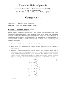 Physik 2: Elektrodynamik ¨Ubungsblatt 1 - Humboldt