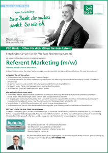 Referent Marketing (m/w) - VR