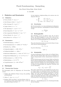 Physik Formelsammlung - Basisprüfung - ETH