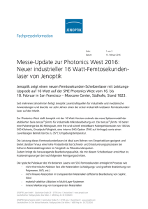 Messe-Update zur Photonics West 2016