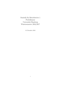 Statistik für Betriebswirte 1 Probeklausur Universität Hamburg