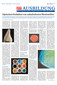 Optisches Verhalten von zahnfarbenen Werkstoffen