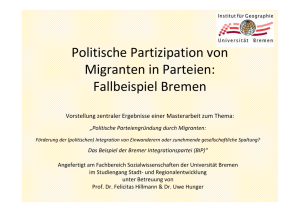 Politische Partizipation von Migranten in Parteien: Fallbeispiel Bremen