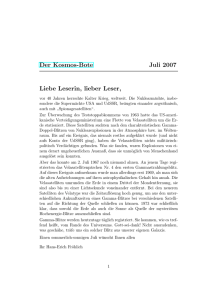 Der Kosmos-Bote Juli 2007 Liebe Leserin, lieber Leser,