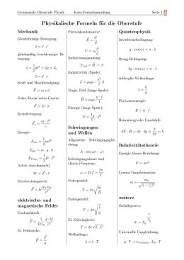 Formelsammlung Zur Klausur Physik Für Studierende Des