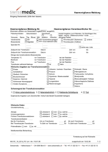 Swissmedic Haemovigilance Meldeformulare Transfusionsreaktion