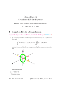 Uebungsblatt 07 fuer Grundkurs IIIb fuer Physiker