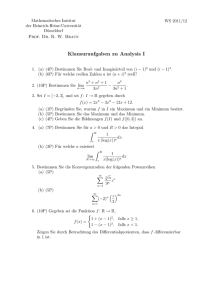 Klausuraufgaben zu Analysis I - Mathematisches Institut