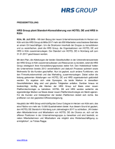 HRS Group plant Standort-Konsolidierung von HOTEL DE und HRS