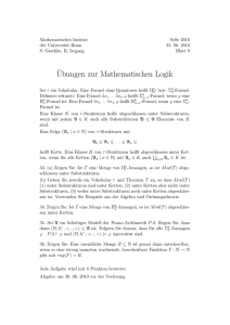 Ubungen zur Mathematischen Logik - Mathematisches Institut der