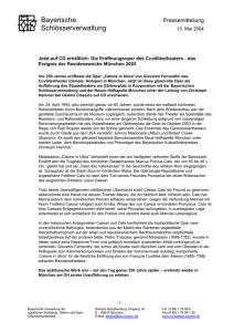 Bayerische Pressemitteilung Schlösserverwaltung 13. Mai 2004