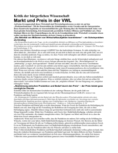 Kritik der bürgerlichen Wissenschaft Markt und Preis in der VWL