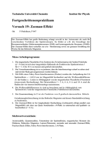 Fortgeschrittenenpraktikum Versuch 19: Zeeman-Effekt
