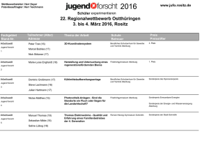22. Regionalwettbewerb Ostthüringen 3. bis 4. März 2016, Rositz