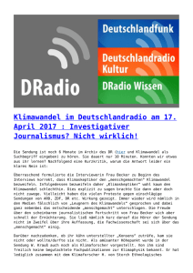 Klimawandel im Deutschlandradio am 17. April 2017