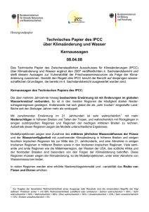 Technisches Papier des IPCC über Klimaänderung und