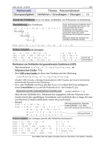Mathematik Thema: Polynomdivision Übungsaufgaben Verfahren