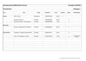 Schulbuchliste GHRS Brinker Schule Schuljahr 2010/2011