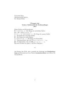 Übungsblätter zum Vorkurs 2013 - Mathematisches Institut der