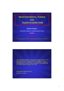 Neutronensterne, Pulsare und Supernovaüberreste