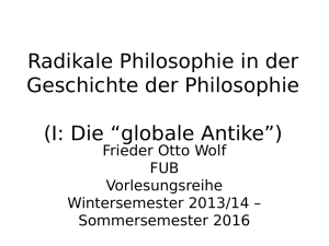 Radikale Philosophie in der Geschichte der Philosophie (I: Die