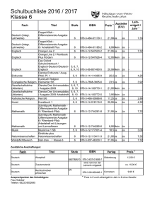 Schulbuchliste 2016 / 2017 Klasse 6