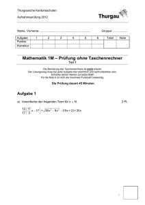 Mathematik Prüfung oT - Kantonsschule Frauenfeld