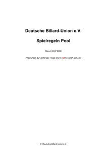 Deutsche Billard-Union e.V. Spielregeln Pool