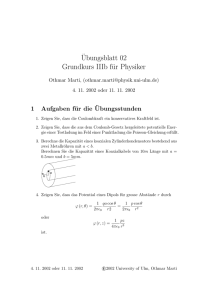 Uebungsblatt 02 fuer Grundkurs IIIb fuer Physiker