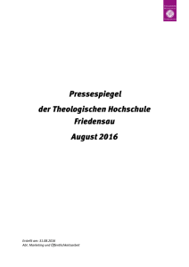 Pressespiegel August 2016 - Theologische Hochschule Friedensau