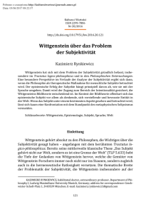 Wittgenstein über das Problem der Subjektivität