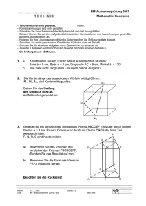 BM-Aufnahmeprüfung 2007 Mathematik: Geometrie 1. a