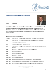 Curriculum Vitae Prof. Dr. Dr. Hanns Hatt
