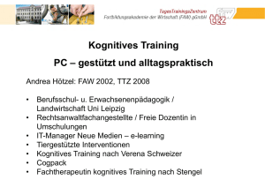 Kognitives Training PC – gestützt und alltagspraktisch