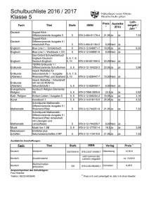 Schulbuchliste 2016 / 2017 Klasse 5