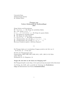 Übungsblätter zum Vorkurs 2010 - Mathematisches Institut der