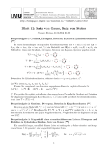 Blatt 12: Satz von Gauss, Satz von Stokes