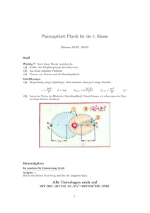 Planungsblatt Physik für die 5. Klasse