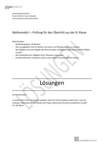 Mathematik 1 Lösungen Aufnahmeprüfung Quarta 2014