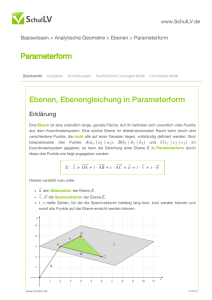Parameterform Ebenen, Ebenengleichung in Parameterform