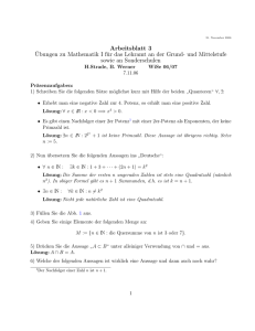 Arbeitsblatt 3 ¨Ubungen zu Mathematik I für das Lehramt an der