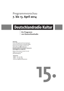Programmvorschau 7. bis 13. April 2014