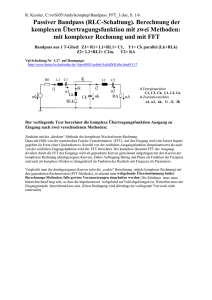 Übertragungsfunktion RLC-Bandpass: komplex und mit FFT