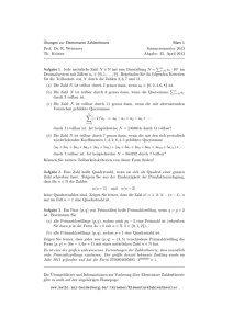 Übungen zur Elementaren Zahlentheorie Blatt 1 Prof. Dr. R