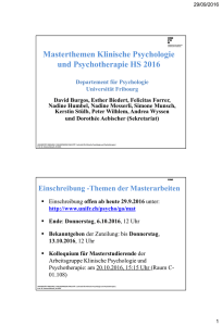 Masterthemen Klinische Psychologie und Psychotherapie HS