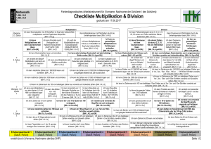 Checkliste Multiplikation und Division