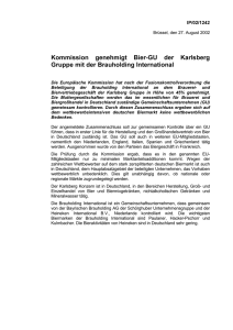Kommission genehmigt Bier  GU der Karlsberg Gruppe