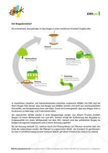 Der Biogaskreislauf Als erneuerbarer Energieträger ist das Biogas