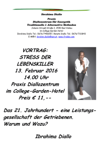 VORTRAG: STRESS DER LEBENSKILLER 13. Februar 2016 14.00